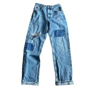 AG Women's Jeans Clove Patched Relaxed Straight Leg Sz 24 Kaihara Selvage 26”